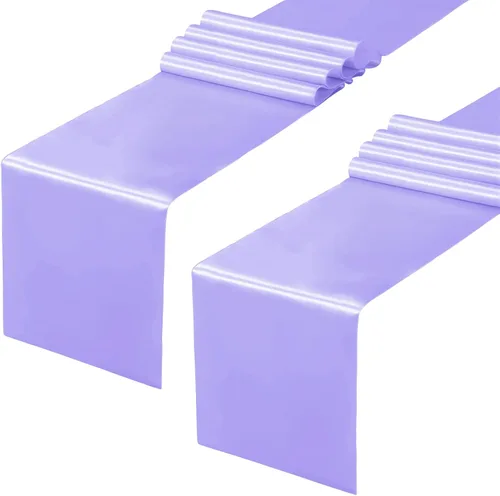 Miniatura 28 de Horbaunal - Juego de 12 caminos de mesa de satén azul claro de 12 x 108 pulgadas, caminos de mesa suaves para bodas, banquetes, fiestas de cumpleaños