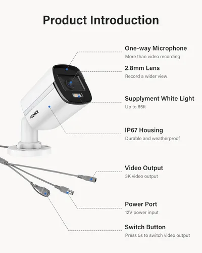 Miniatura 8 de ANNKE Cámara de seguridad 3K con visión nocturna a todo color, cámara de vigilancia CCTV 4 en 1 TVI/AHD/CVI/CVBS con cable con micrófono integrado