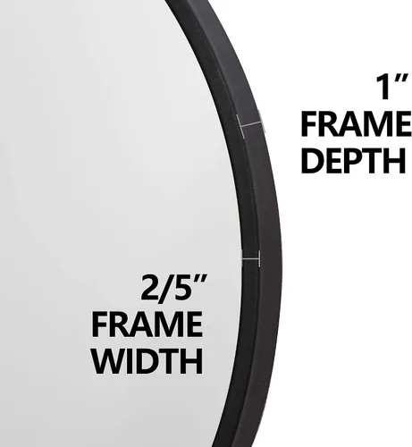 Miniatura 7 de ZenStyle Espejo de pared circular de 18 pulgadas x 2 pulgadas, color negro, espejo de baño con marco de metal grande con ganchos prefijados para un