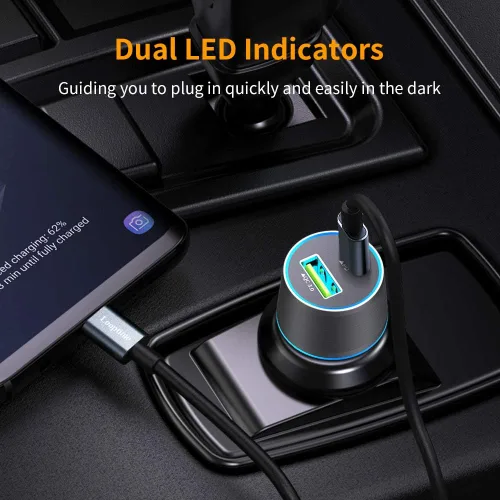 Miniatura 4 de Cargador de coche USB C rápido de 45 W para Google Pixel 10/10 Pro/10 Pro XL/9/9a/8/7, Galaxy S26/S25 Ultra, Looptimo Android Phone Plug PD y QC3.0