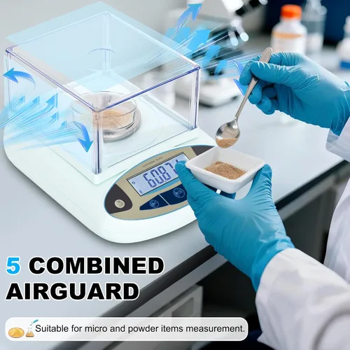 Miniatura 4 de Balanza de laboratorio 500g*0.001g, balanza analítica de alta precisión con parabrisas, balanza electrónica científica, balanza de precisión digital