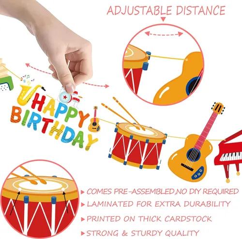 Miniatura 4 de 3 pancartas de instrumentos musicales para decoración de fiesta de música, instrumentos musicales, guirnaldas para fiesta de cumpleaños temática