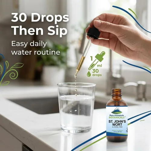 Miniatura 5 de Pure Mountain Botanicals Tintura de hierba de San Juan - Suplemento vegano líquido Kosher de hierba de San Juan sin alcohol, 500 mg