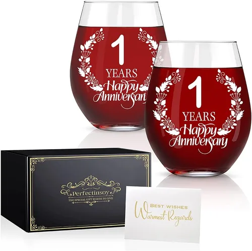 Miniatura 10 de Perfectinsoy Juego de 2 copas de vino de 40 años de feliz aniversario, regalo de boda para mamá, papá, esposa, alma gemela, pareja, divertido