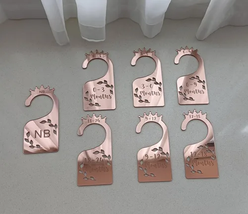 Miniatura 2 de Divisores de armario para bebé, juego de 7 organizadores de ropa de bebé con espejo acrílico para armario, hogar, guardería, desde recién nacidos