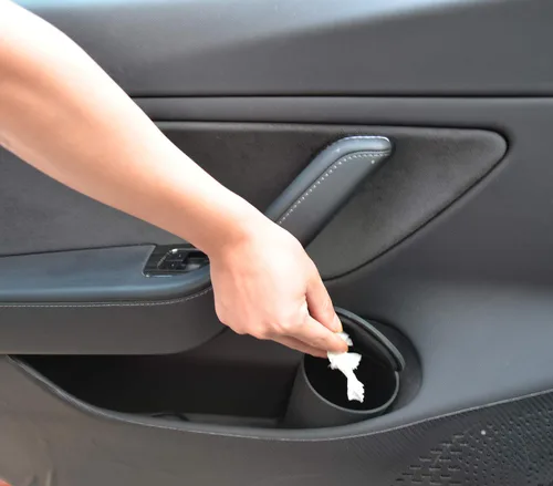 Miniatura 5 de Bote de basura de silicona con tapa – Portavasos para automóvil, hogar, oficina (negro)