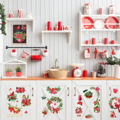 Miniatura 2 de BBTO 12 hojas de transferencia de Navidad para manualidades y muebles, calcomanías de transferencia de Navidad, calcomanías de invierno para madera