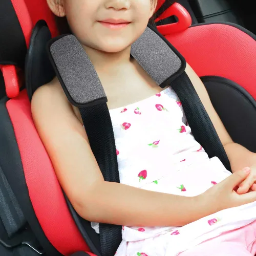 Miniatura 3 de Accmor Fundas de correa de asiento de automóvil para bebés y niños, fundas de correa de asiento de automóvil, almohadillas de hombro, fundas de Gris