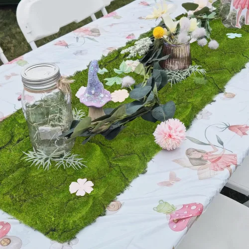 Miniatura 4 de FAICOIA Alfombra de musgo falso, rollo de camino de mesa para jardines de hadas, césped, boda, decoración de mesa de bosque, 39 x 39 pulgadas, musgo