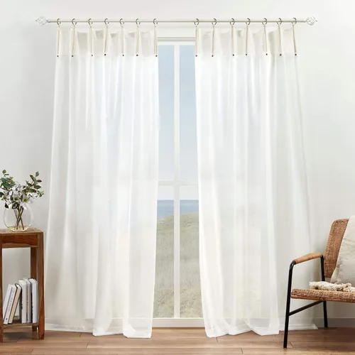 Exclusive Home Hawkins Paneles de cortina con anillo superior de bronce transparente, 54 x 84 pulgadas, natural, juego de 2