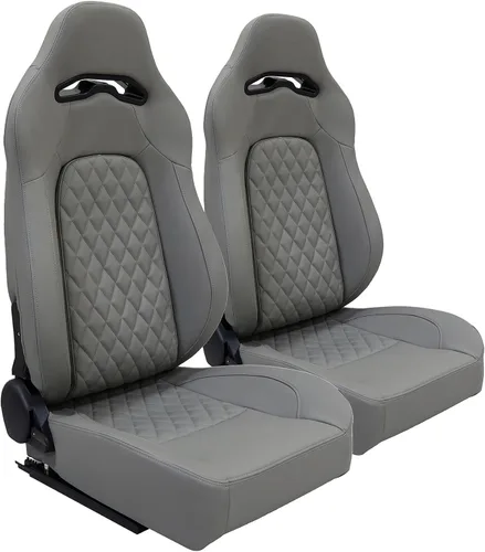 Miniatura 8 de Asientos universales de carreras, asientos de cubo, asientos de coche ajustables, asientos deportivos reclinables, de cuero PU con deslizadores, 2