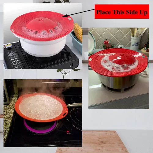 Miniatura 3 de Tapa antiderrame para ollas - Protección antiderrame de silicona gruesa, grado alimenticio de la FDA - Tapa para ollas y sartenes, libres