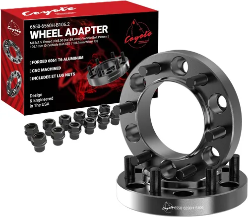 Miniatura 16 de Wheel Accessories Parts 4 adaptadores de espaciadores de rueda centrados en buje de 6 x 5.5, 0.236 x 5.500 in, 1.25 pulgadas de grosor, 3.063 in