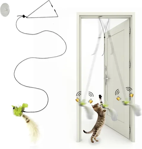 Juguetes para Gatos de Interior Colgante de Puerta Retráctil Volador Da Bird Juguete para Gato para Gatitos Diversión Ejercicio Cuerda Interactiva