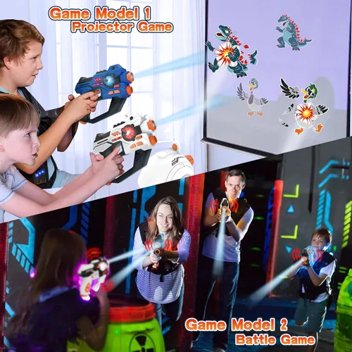 Miniatura 8 de Juego de 2 Pistolas de Etiqueta Láser con Proyector, Juego de Disparos Lazer para Niños, Adolescentes y Adultos con Pantalla de Puntuación LED