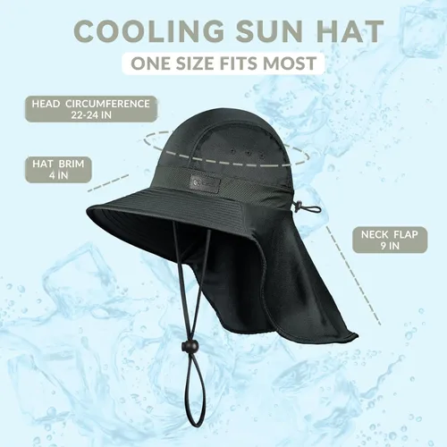 Miniatura 6 de Sukeen Cooling Sun Hat for Men Women UPF50+ Wide Brim Fishing Hat with Neck Flap Adjustable Foldable Bucket Hat for Hiking