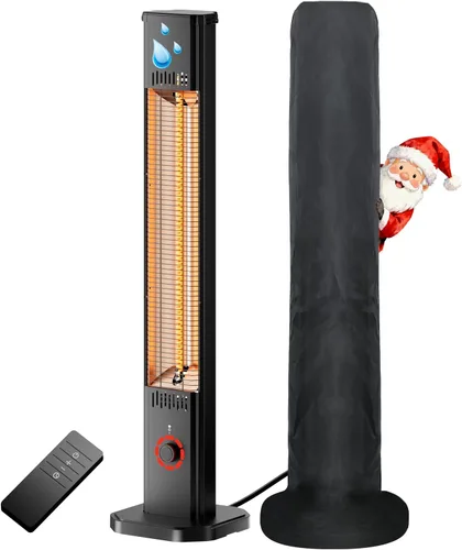 Calentador de exterior para patio de 1500 W, temporizador de 8 horas, impermeable, calentador eléctrico infrarrojo para patio, calefacción de 8