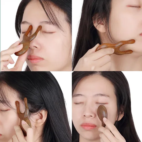 Miniatura 6 de OULIGET Herramientas de masaje Gua Sha de madera natural antiestática, herramienta Gua Sha facial de madera para ojos, herramienta de masaje manual