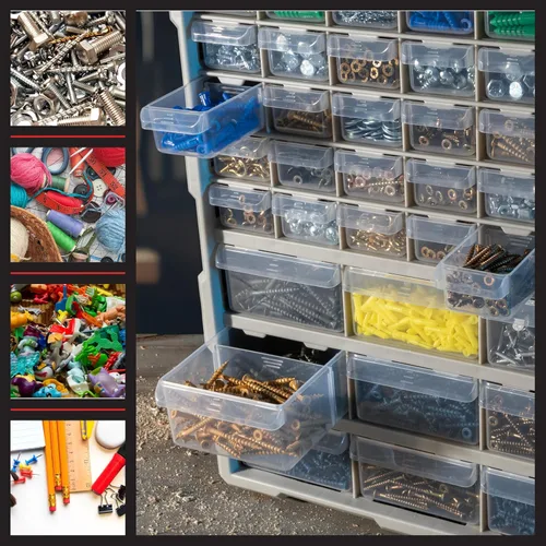 Miniatura 8 de Stalwart Organizador de Piezas Pequeñas de Plástico de 39 Cajones - Cajones de Almacenamiento de Escritorio o Pared para Organizar Ferretería