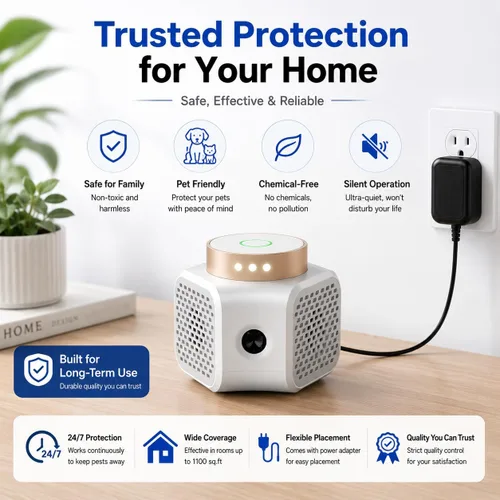 Miniatura 9 de Repelente ultrasónico de plagas para interiores, control de murciélagos de roedores de ratón, 4 modos Helps repel mice and rodents suitable for