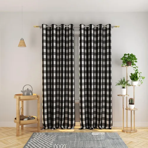Miniatura 34 de Cortinas de 24 pulgadas de largo con diseño Buffalo Check Gingham Plaid para ventanas de cocina y baño, tratamiento para ventanas con 2 paneles