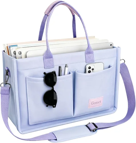 Miniatura 18 de Bolso de lona para mujer con bolsillos, bolso cruzado para portátil de trabajo, bolso de hombro para todo lo demás, bolso de lona para todos