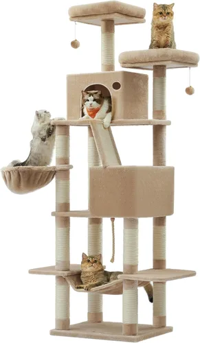 Miniatura 14 de Feandrea Árbol para gatos, torre grande para gatos de 81.1 pulgadas, condominio de felpa de varios niveles con 13 postes rascadores, 2 perchas, 2