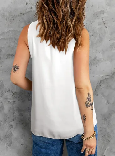 Miniatura 3 de AlvaQ - Camiseta de gasa estilo casual sin mangas para mujer, con cuello halter, para verano