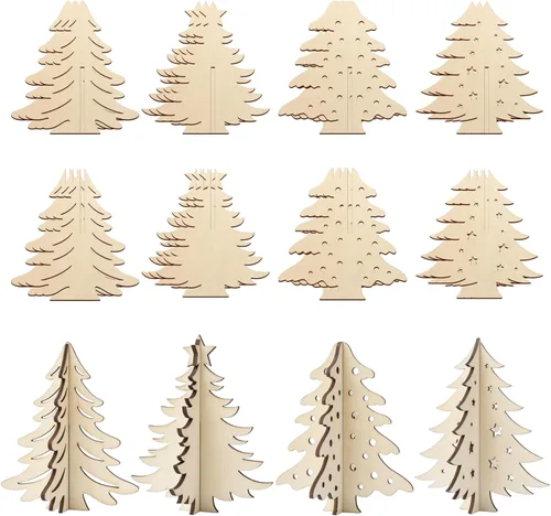 Miniatura 18 de COCHIE Manualidades de madera de primavera de flores 3D para pintar, rebanadas de madera sin terminar pintables para manualidades, recortes