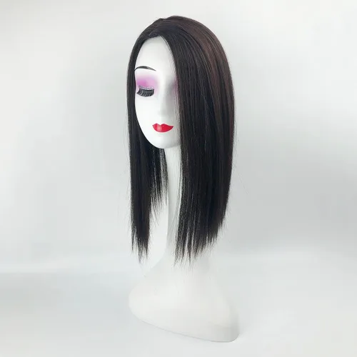 Miniatura 4 de YYDS Mezcla natural Snythetic, para mujer, pérdida de cabello, parte derecha, de seda, con clip (12# marrón cálido)