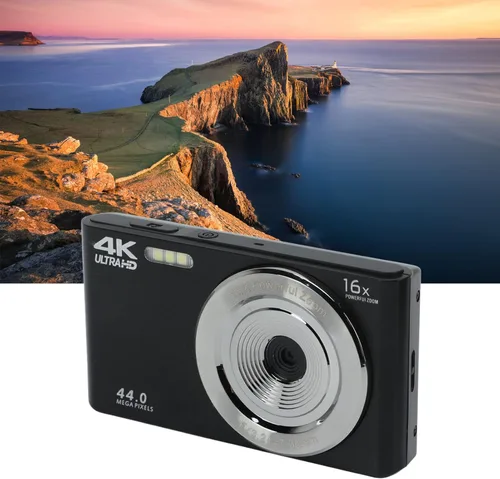 Miniatura 5 de Cámara de zoom digital 16X para fotografía de viaje, 4K 44MP, carcasa de plástico a prueba de golpes, pantalla de 2.8 pulgadas (negro)