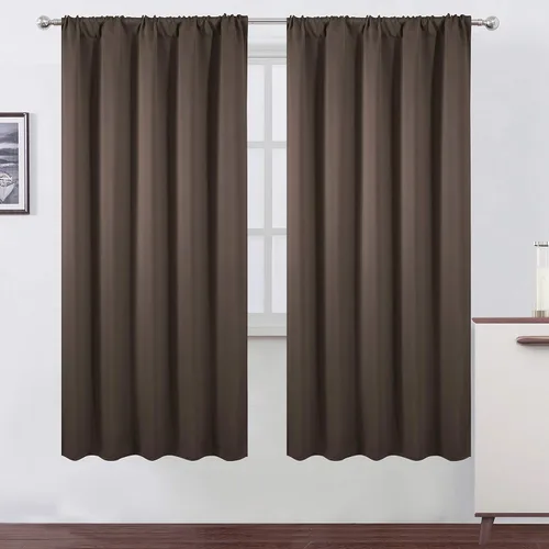 Miniatura 144 de LEMOMO Cortinas opacas negras para cocina, 42 x 45 pulgadas, juego de 2 paneles de cortinas opacas con bolsillo para cortinero para ventana pequeña