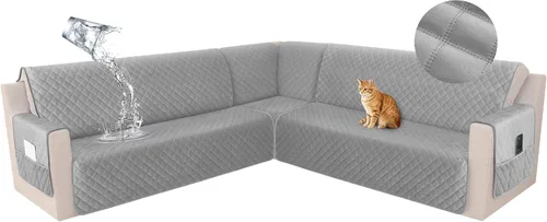 Miniatura 54 de HDCAXKJ Funda seccional de esquina impermeable para sofá de terciopelo en forma de L, fundas para sofá para mascotas, perros, suaves, resistentes