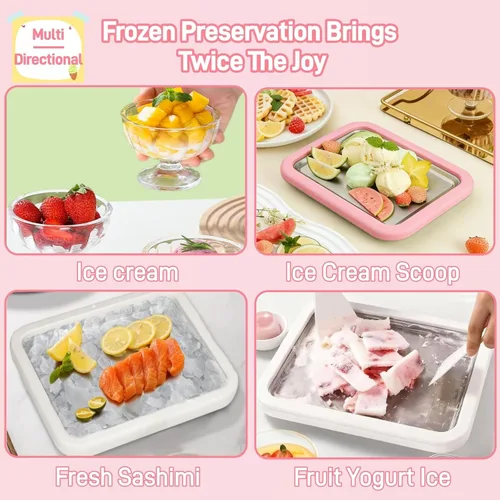 Miniatura 6 de Máquina para hacer helados enrollados, kit para hacer helados enrollados en casa, haz fácilmente tus propios rollos de helado con 2 espátulas