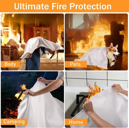 Miniatura 7 de Mondoshop Manta Ignífuga de Silicona para el Hogar - 40"x40" Mantas de Emergencia contra Incendios para Cocina, Mantas Ignífugas para Automóvil