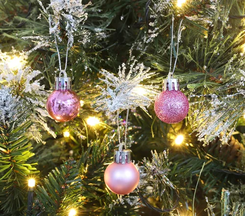 Miniatura 6 de Christmas Concepts® Juego de 25 mini bolas para árbol de Navidad - 25 mm - Adornos colgantes decorados con acabado brillante, mate y purpurina