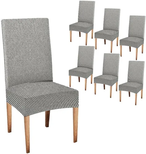 Miniatura 109 de CAPSCEOLL Juego de 4 fundas elásticas para sillas Parsons de color marrón y gris, universales, extraíbles y lavables, fundas de asiento protectoras