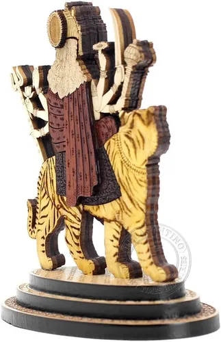 Miniatura 4 de Estatua tallada en madera Durga Maa de 4 pulgadas en maderas duras exóticas - Ídolo Durga MATA de madera multicapa hecho a mano con león