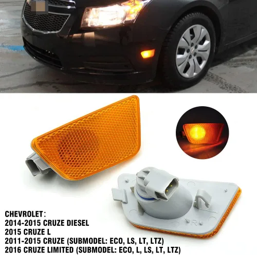 Miniatura 2 de 2 Piezas para Señal de Parqueo y Marca Lateral de Parachoques Delantero de Chevy Cruz 2011 2012 2013 2014 2015 Certificado DOT GM2551198N 42334144