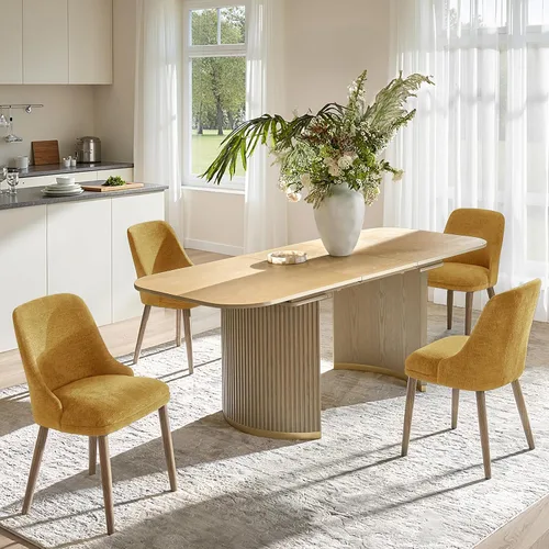 Miniatura 13 de HULALA HOME Juego de 2 sillas de comedor tapizadas de tela azul marino con patas de madera maciza, respaldo acolchado, sillas decorativas modernas