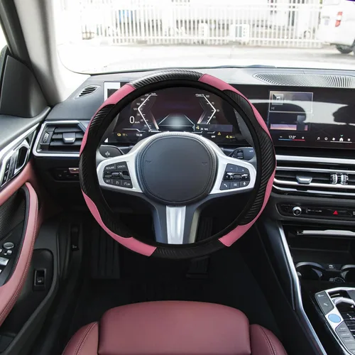 Miniatura 9 de Funda para volante de automóvil, funda para volante de automóvil para hombres y mujeres, funda de cuero de microfibra de 15 pulgadas para volante