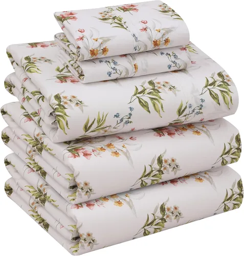 Miniatura 94 de RUVANTI Juego de sábanas divididas tamaño King de 100 % algodón para cama ajustable, 5 piezas, ropa de cama de tejido de percal suave y Guisante