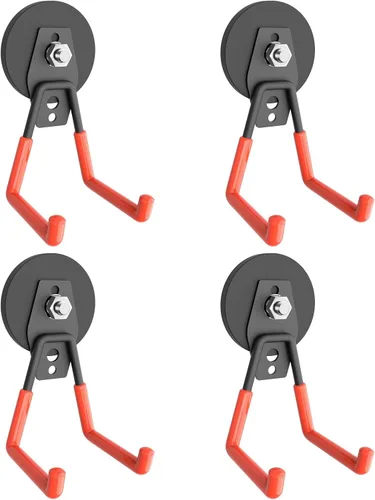 Miniatura 7 de Ganchos magnéticos grandes y resistentes para garaje, paquete de 4 ganchos magnéticos fuertes para taladro eléctrico, herramientas de jardín