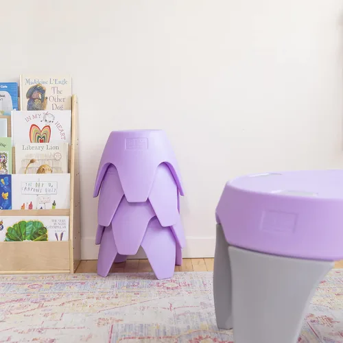 Miniatura 9 de ECR4Kids Ayana - Juego de mesa y taburete, mesa y sillas para niños al aire libre, morado claro/gris claro, 5 piezas