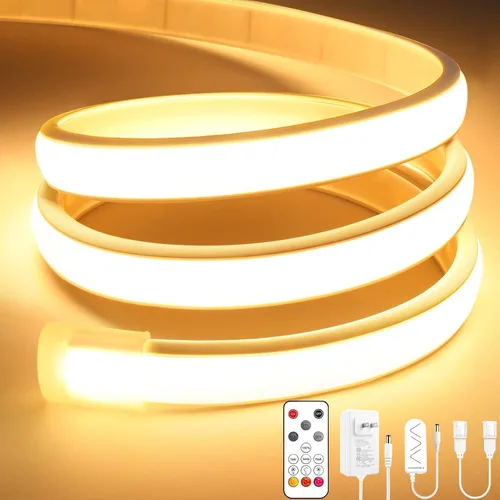 Miniatura 12 de Lamomo COB - Tira de luces LED, 9.84 pies, color blanco natural, regulable, autoadhesiva, con control remoto, flexible, cortable, impermeable, 4000