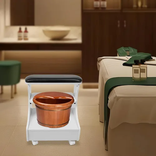 Miniatura 6 de Carrito de baño de pies para mesa de masaje de descanso de pies, carrito moderno para baño de pies, pedicura, reposapiés, taburete con ruedas