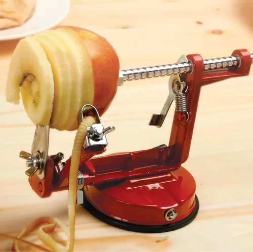Miniatura 2 de Norpro Apple Master-Apple, papa, parer, rebanador y descorazonador con base al vacío y abrazadera, rojo 865R Rojo