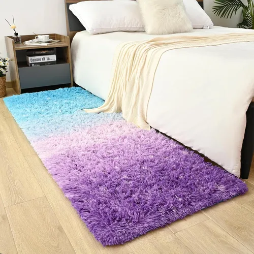 Miniatura 33 de Alfombra de área púrpura y azul de 6x9, alfombras grandes para sala de estar y dormitorio, alfombra mullida y linda, alfombras modernas