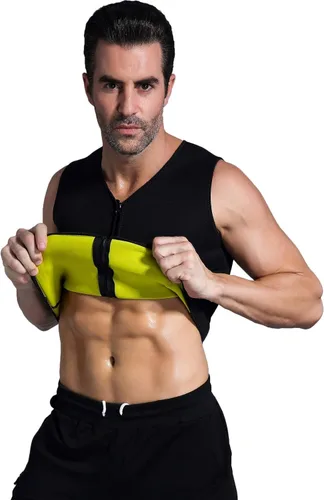 Miniatura 3 de Camiseta térmica para hombre, de neopreno, adelgazante, chaleco moldeador de cuerpo, entrenamiento, sudor, sauna, traje deportivo, quemador
