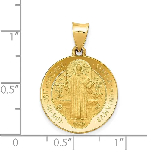 Miniatura 4 de Collar con dije de medalla de San Benito de oro amarillo de 14 quilates joyería fina religiosa Sared de Jesús regalos para mujer